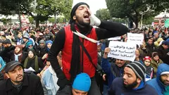 A supporter of the ruling Ennahda party shouts slogans in support of the party during a demonstration in Tunis February 9, 2013 (photo: Louafi Larbi/Reuters)