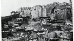 Historic photography of the ruins of Al-Madrasa Al-Afdhaliya in East Jerusalem's former Moroccan (or Mughrabi) Quarter (photo: American Colony/Library of Congress)