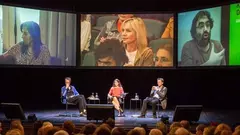 Panel of fhe 'Mapping Democracy' project at the Münchener Kammerspiele (photo: Judith Buss)