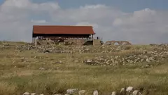 A view of the ancient synagogue, which was later turned into a mosque, from the road leading to Khirbet Susiya