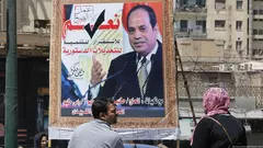 Egypt's post-monarchical heads of state from 1952 onwards – Gamal Abdel Nasser, Anwar El-Sadat, Hosni Mubarak and especially the currently incumbent Abdul Fattah al-Sisi – are referred to by Hermann as "pharaonic generals”. Quote: "Under Sisi, Egypt has evolved into a police state; thanks to a constitutional amendment, he can now remain in office until at least 2030".