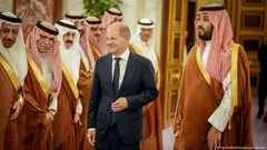 استقبال المستشار الألماني أولاف شولتس في قصر السلام بالرياض من قبل ولي العهد السعودي محمد بن سلمان -  25 سبتمبر / أيلول 2022.