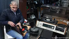 Palestinian Jamal Hemou, 58, is the last of his kind – he runs the only store in the West Bank city of Nablus repairing and selling vinyl records and players.