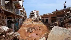 Streets covered in mud and debris: the floods wrought massive destruction on Derna, which lies about 900 kilometres east of Libya's capital, Tripoli. On 10 September, two dams to burst after heavy rainfall, causing an avalanche of mud and debris to shoot into the city, covering streets and making buildings collapse